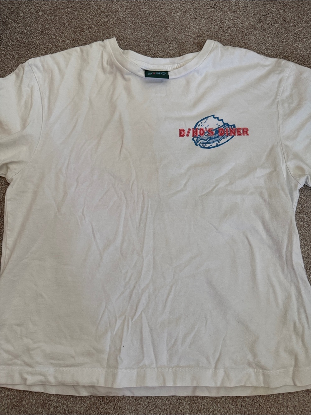 Dino's Diner Graphic Tee - White with Red & Blue Logo